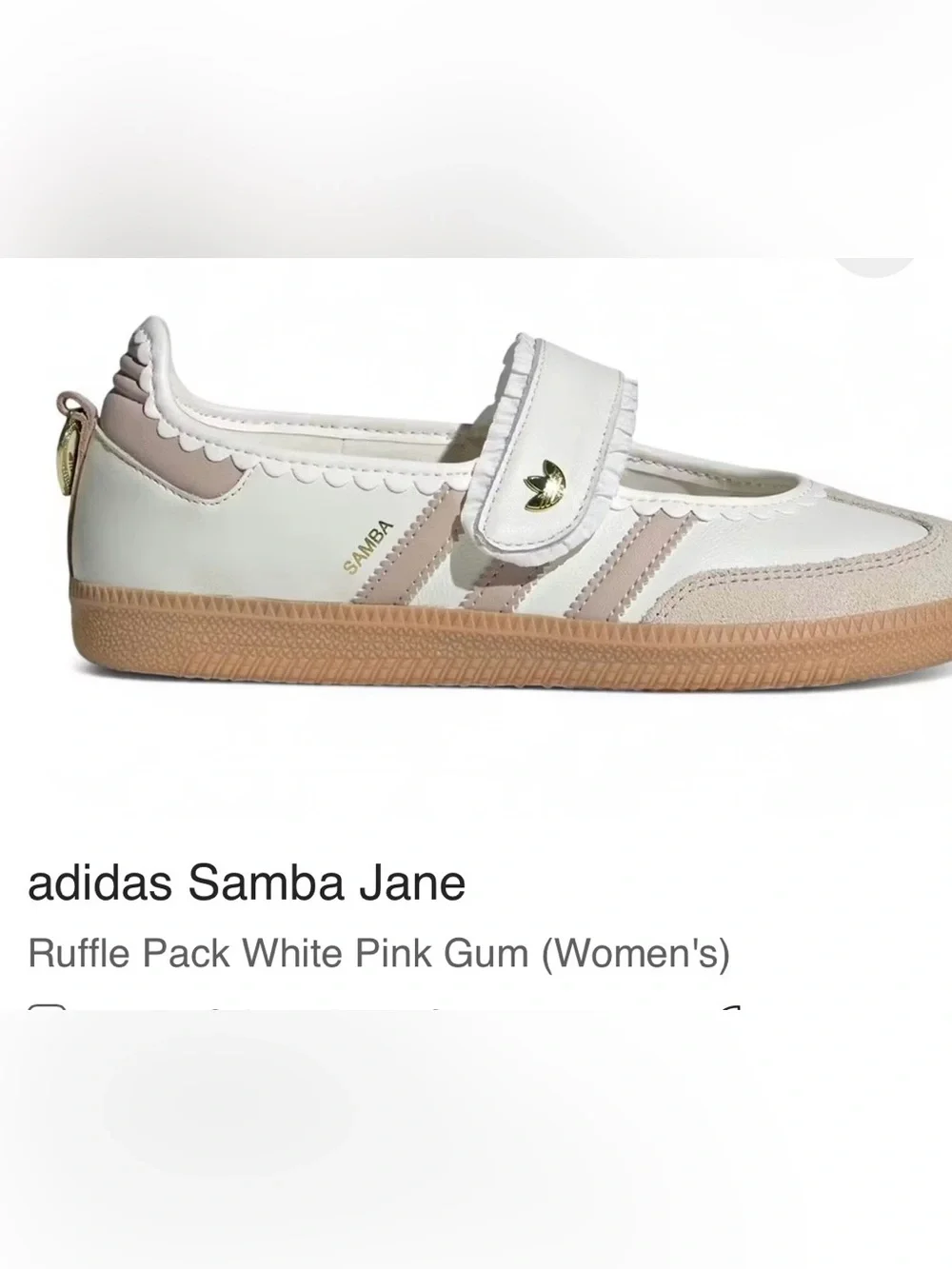 adidas Samba ruffle pack white Jane Sneaker - White & Light Pink